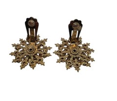 Vintage Austrian Crystal Atomic CIRCA 1950s Clip On EARRINGS Gold Tone