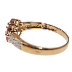 14k Solid Rose Gold Natural Pink Sapphire and Diamond Ring Size 7