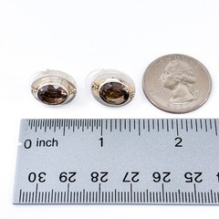 Vintage Sterling Silver 925 Brown Faceted Smoky Quartz Stud Earrings