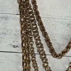 Vintage Gold Tone Multi Strand Chain Necklace 1980s-1990s Costume Jewelry