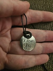 Vintage Retro I LOVE YOU Silver Etched Necklace Pendant With Nylon Chain RARE!🩶