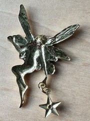 Gold Tone Fairy Brooch Pin Mystical Winged