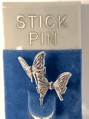 Vintage BUTTERFLY Stick Pin Sterling Motif On Original Card Unused 1980’s NOS