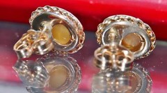 14k yellow gold stud earrings 2.30ct natural cat’s eye chrysoberyl 1.5gr