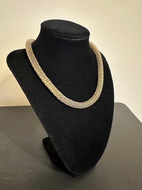 Vintage Chunky Link Mesh Chain Collar Necklace 16-18 ” Adjustable