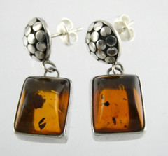 Lori Bonn Sterling Silver Amber Stud Earrings 925 6.7g 7/8 Inch Length