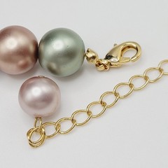 Lustrous Pastel Metallic Coated Glass Faux Pearls Earthy Jewel Tones 19 Inch