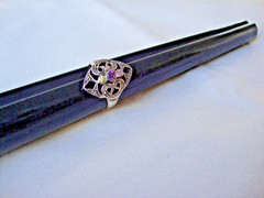 VTG 1970s AMETHYST CITRINE PINK TOPAZ W/ MARCASITE STERLING SILVER 925 RING SZ 7