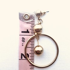 Chunky Beaded Hoop Stud Earrings Dangle Drop Gold Tone Boho Jewelry 2.25”