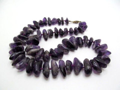 Vintage Heavy Massive Barrel Amethyst Knotted 24mm Chunky Stone Necklace