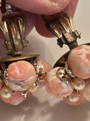Vtg Japan Multi-Strand Necklace Clip Earrings Set Beaded Gold Toned Both Stamped