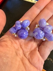 Vintage Purple chunky necklace set earrings Japan NOS excellent 1950s Retro