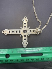 Vintage 20″ Sterling Silver 3.25″ Amethyst Moonstone Cross Necklace 33 Grams F24
