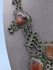 Vintage Semi Precious Stones Metal Choker Necklace