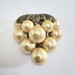 Faux Pearl Copper Toned Grape Cluster Fur Clip Miriam Haskell Style
