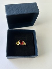 Vintage Red Cubic Zirconia Ring Gold Plated Womens Size 6.5