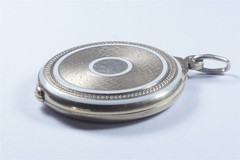 VANITY MIRROR LOCKET PENDANT – ANTIQUE SILVER ENAMEL c1906 VERY GOOD QUALITY