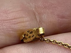 Victorian Old 14k Gold Filled Chain Necklace Tiny Round Locket Pendant
