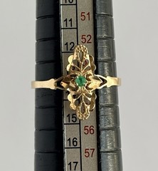 VINTAGE 10K YELLOW GOLD FILIGREE RING WITH GREEN GEMSTONE LADIES SIZE 6.75 VG