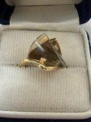 VINTAGE ESTATE STRELL 14k GOLD SMOKEY QUARTZ RING SIZE 4 FREE SHIPPING 🆓📬