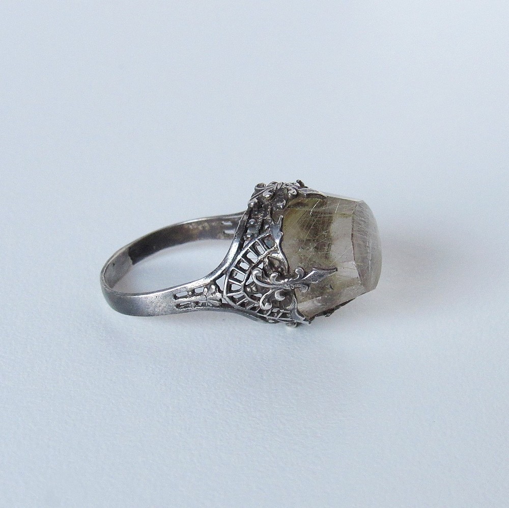 Antique Sterling Silver Rutilated Quartz Ring
