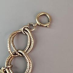 Vintage Faux Coin Charm Bracelet Gold Tone 6.25″