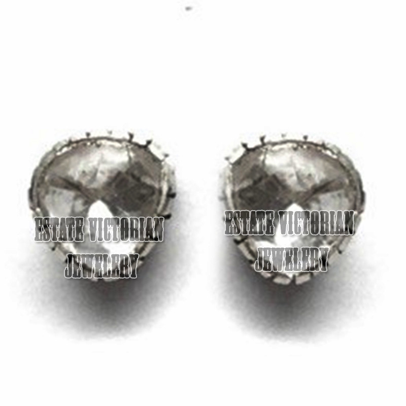 0.66Ct Genuine Old Mine Solitaire Antique Cut Diamond Silver Estate Stud Earring
