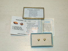 Vintage 1950-60’s 14K Gold Filled Heart Screw Back Post Earrings by Marathon Co.