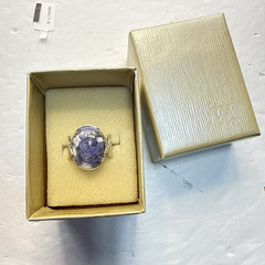 JTV Ring Sterling Silver Purple Stone Floral Flower Oval 925 Size 9 BBJ