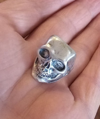 Vintage Sterling Silver Skull Ring Size 8.5 Nice Design- Read