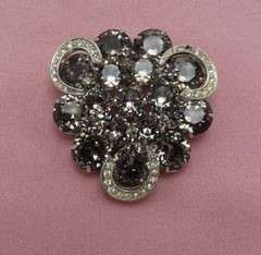 Weiss Rhinestone Brooch Vintage Pin Smoky Clear Faceted Crystal 1.75 inch 110h
