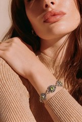 Peridot Bracelet Sterling Silver Bali Link Green Gemstone 925