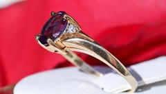 10k yellow gold ring 1.00ct natural amethyst diamond sz 6.5 handmade 2.0g N3011U