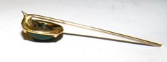 14K Yellow Gold Egyptian Beetle Scarab Iridescent Green Stickpin