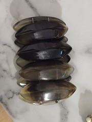 Vtg Chunky Faux Amber Resin Stretch Bracelet Congnac Brown Lucite Acrylic