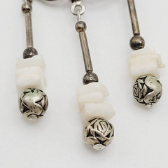 Southwestern Style Chandelier Silver Tone White Howlite Bead Pierced Earrings
