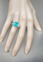 Vintage 14K Yellow Gold Engagement Ring 5.16CT. Blue Tourmaline Emerald Shape