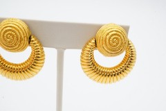 Vintage Clip On Earrings Gold Tone Textured Doorknocker