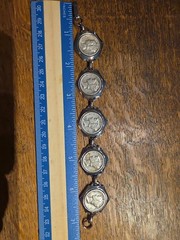 Vtg 7″ SILVER WINGED LIBERTY MERCURY HEAD DIME BRACELET