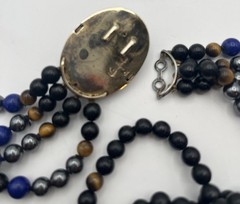KYLO Kai Yin Lo Sterling 925 Multi-Strand Gem Stone Necklace,Lapis,Onyx,Hematite