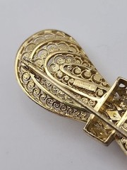 Vintage Gold Vermeil Sterling Germany Art Deco Markasite Filagree Scroll Brooch