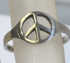 Vintage 925 Sterling Silver Peace Sign Ring Size 6 3/4
