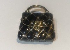 St John Brooch Purse Handbag Pin Rhinestones Gold Plated FAB Opens FUN to Wear