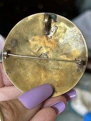 Amazing large Brass Taxco Abalone pin/pendant & Earring set. Screw backs.