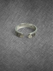 Vintage Silver Butterfly Floral Engraved Ring Open Adjustable