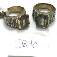 Vintage Gold Plated Smokey Grey Aust & Clear Crystals Unique Ring varied sizes
