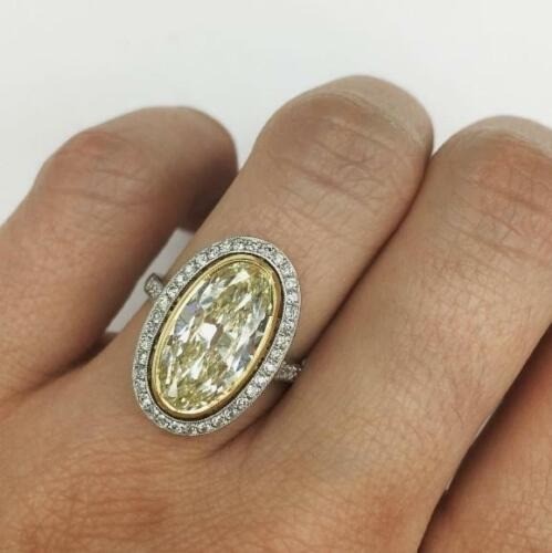 Art Deco Antique 5.30 Ct Canary Diamond Vintage Ring 925 Sterling Silver
