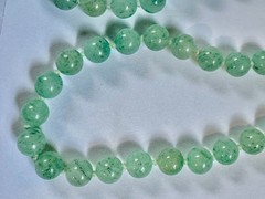 Beautiful Green Jade Beaded Necklace, Length is 28 inches long.