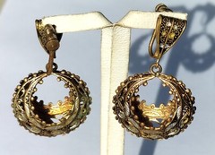 Vintage Spanish Damascene Clip-On Earrings Gold Tone Classic Collection 45 mm
