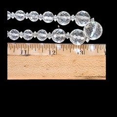 Vtg Art Deco Rock Crystal Quartz Faceted Bead 28″ Necklace Sterling Chain
